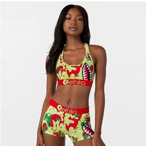 Ethika Tropical Red and Green BMR Camo Drip Sports Bra